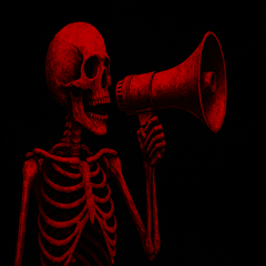 Red Skeleton with Bullhorn